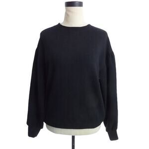 Zara Black Textured Long Sleeve Top Shirt S Blouse